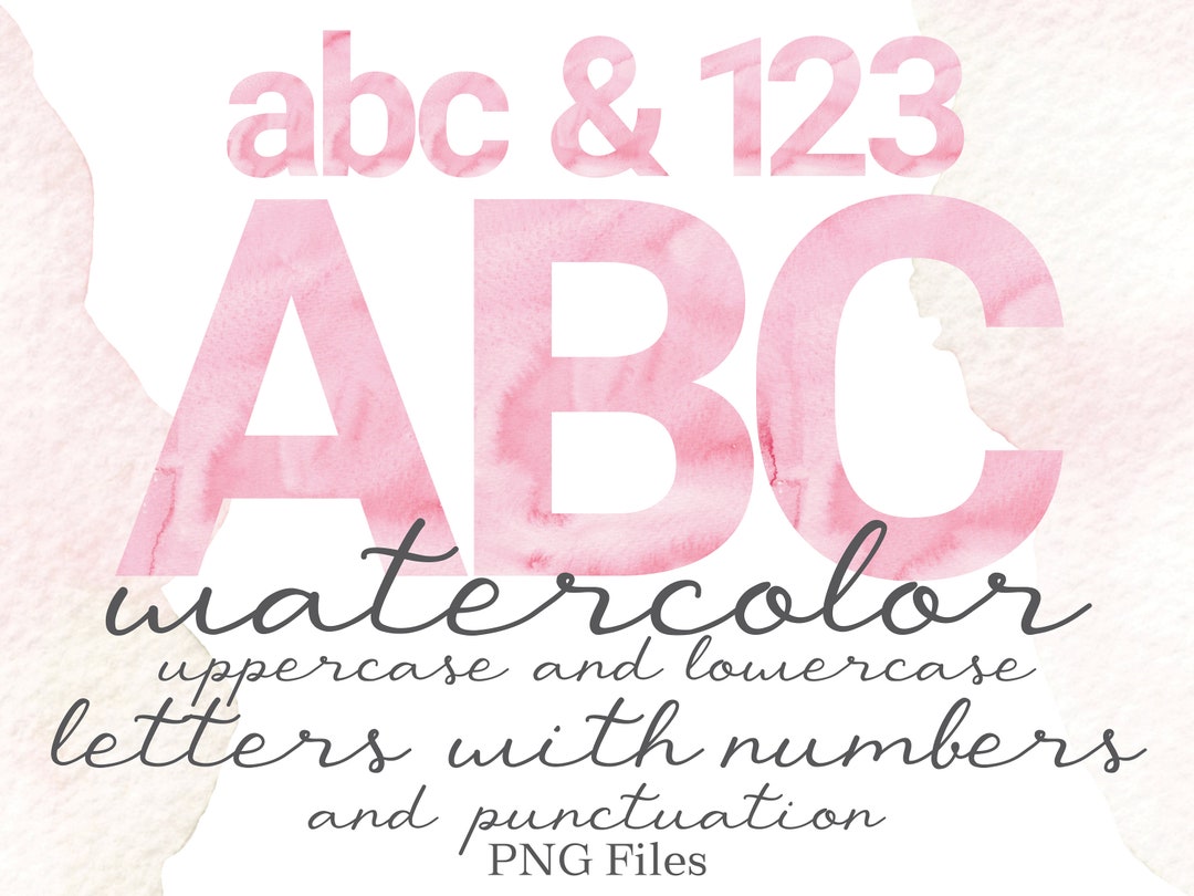 Pink Watercolor Lettering and Numbers Wedding Lettering PNG - Etsy