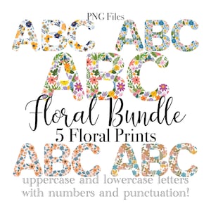 Bloemen alfabetbundel, letters en cijfers, bloemen alfabundel, bloemletters voor sublimatie, kleurrijke bloemen, bloemenletters png, girly