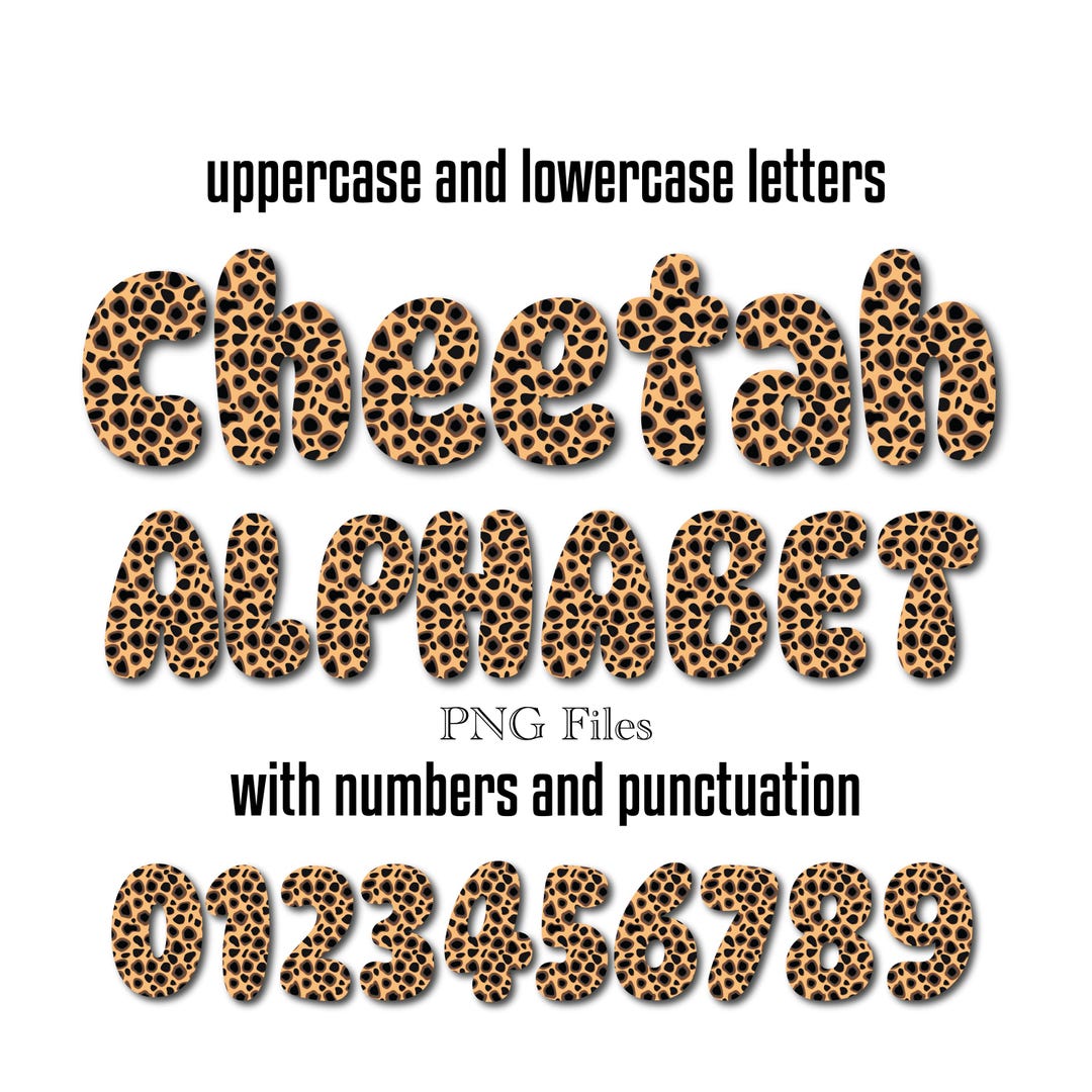 Cheetah Print Letters, Animal Print Alphabet Lettering, PNG Letters ...