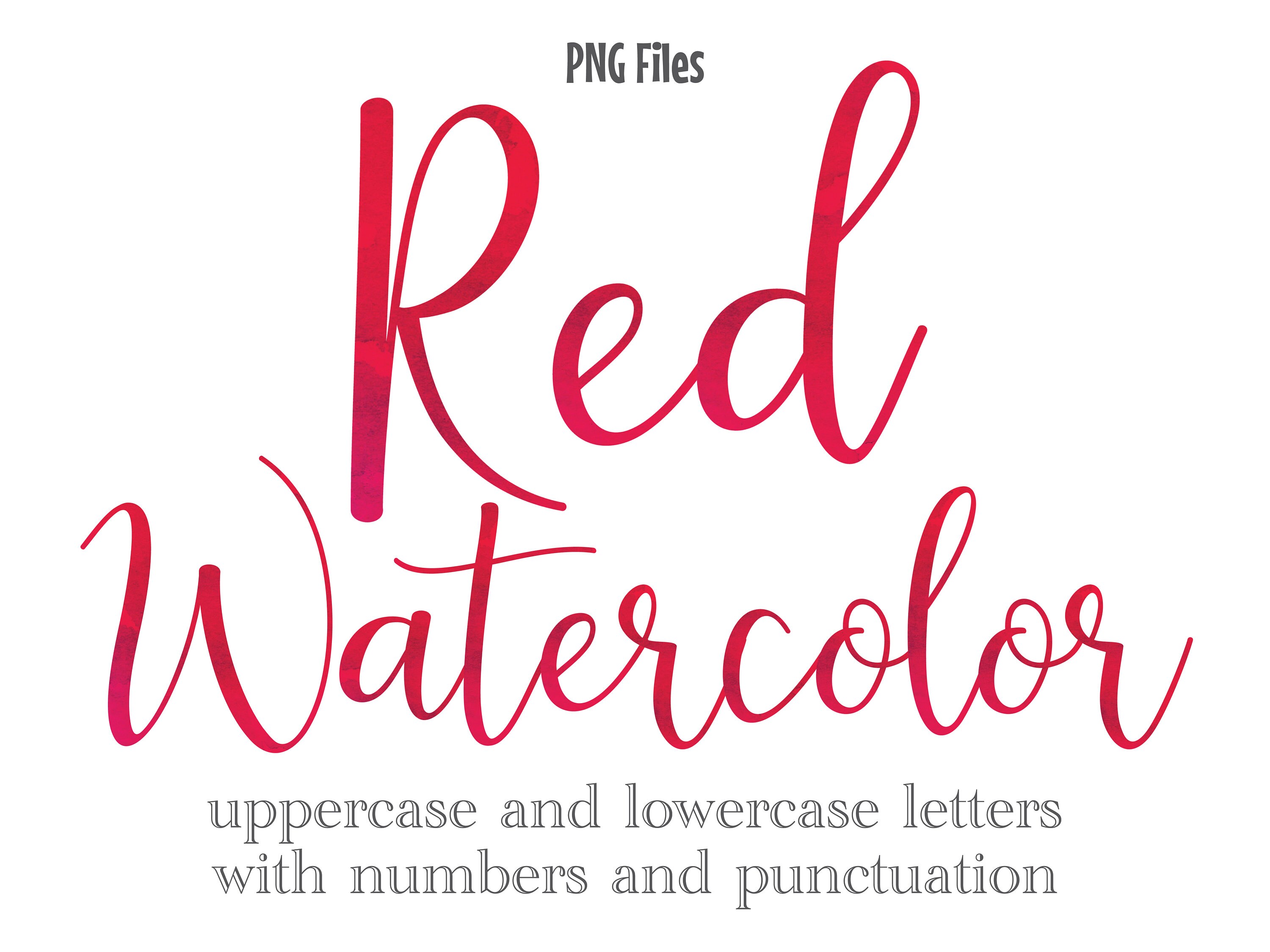 Red Watercolor Letters and Numbers, Script Watercolor Lettering ...