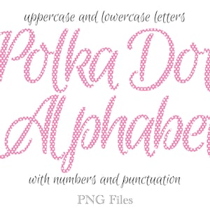 Pink Polka Dot Alphabet Letters, Pink Polka Dot Sublimation Lettering, Polka Dot Alphas, Polka Dots, Pink Designs, Girly, Script Letters