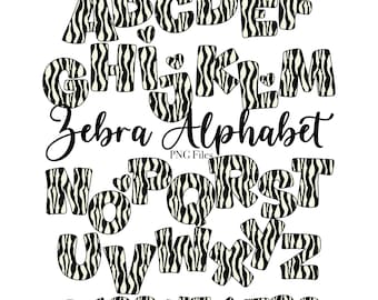 Zebra Print Lettering, Animal Print Alphabet Letters, PNG Letters, Zebra Letters Sublimation, Zebra Alphas, Zebra Clip Art, Hearts