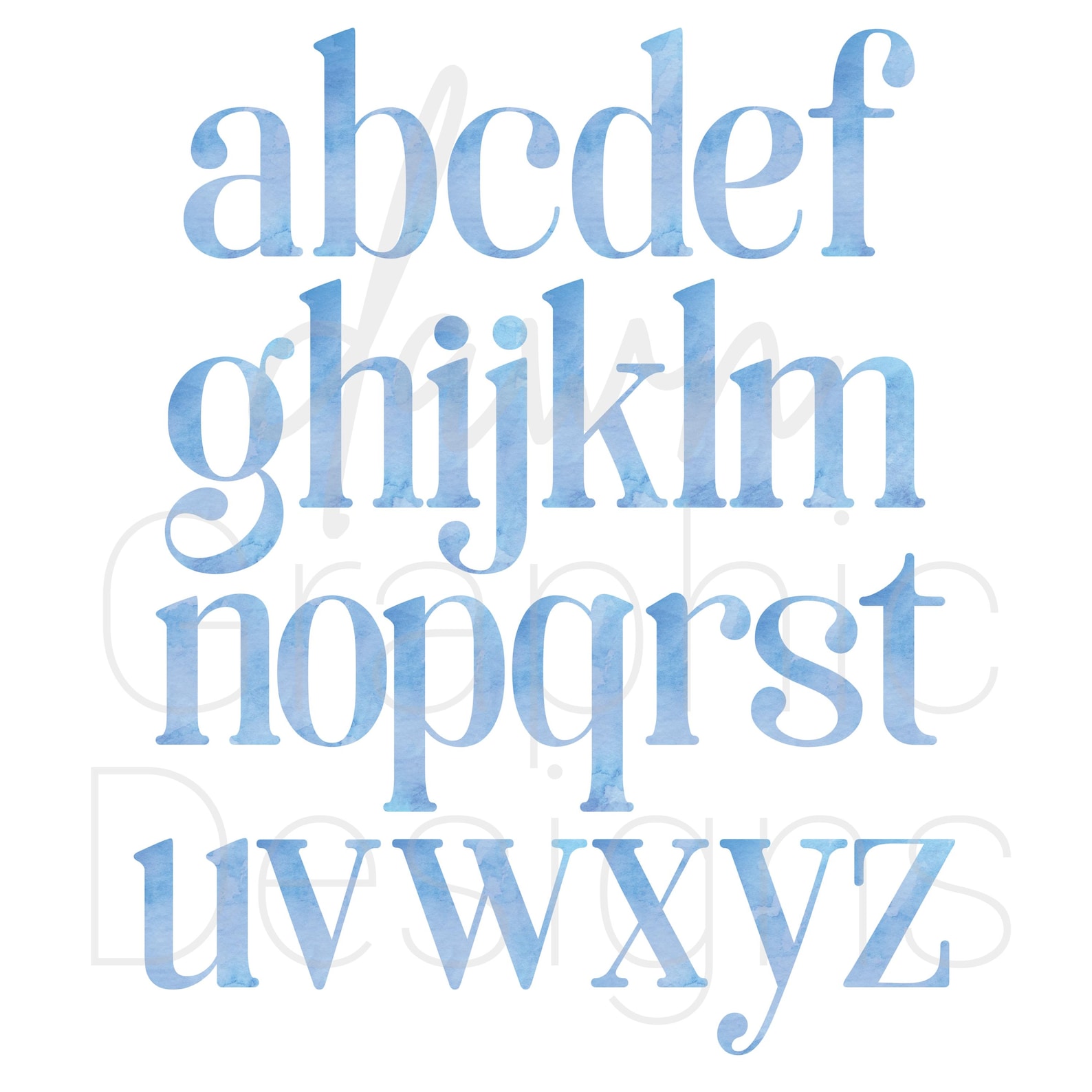 Blue Watercolor Alphabet Letters and Numbers, Baby Shower Lettering ...