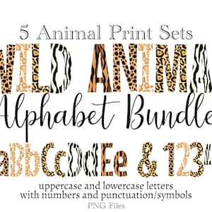 Lot de lettres imprimé animal, lettres d'animaux sauvages, lot de lettres alpha sublimation, guépard, tigre, jaguar, girafe, zèbre