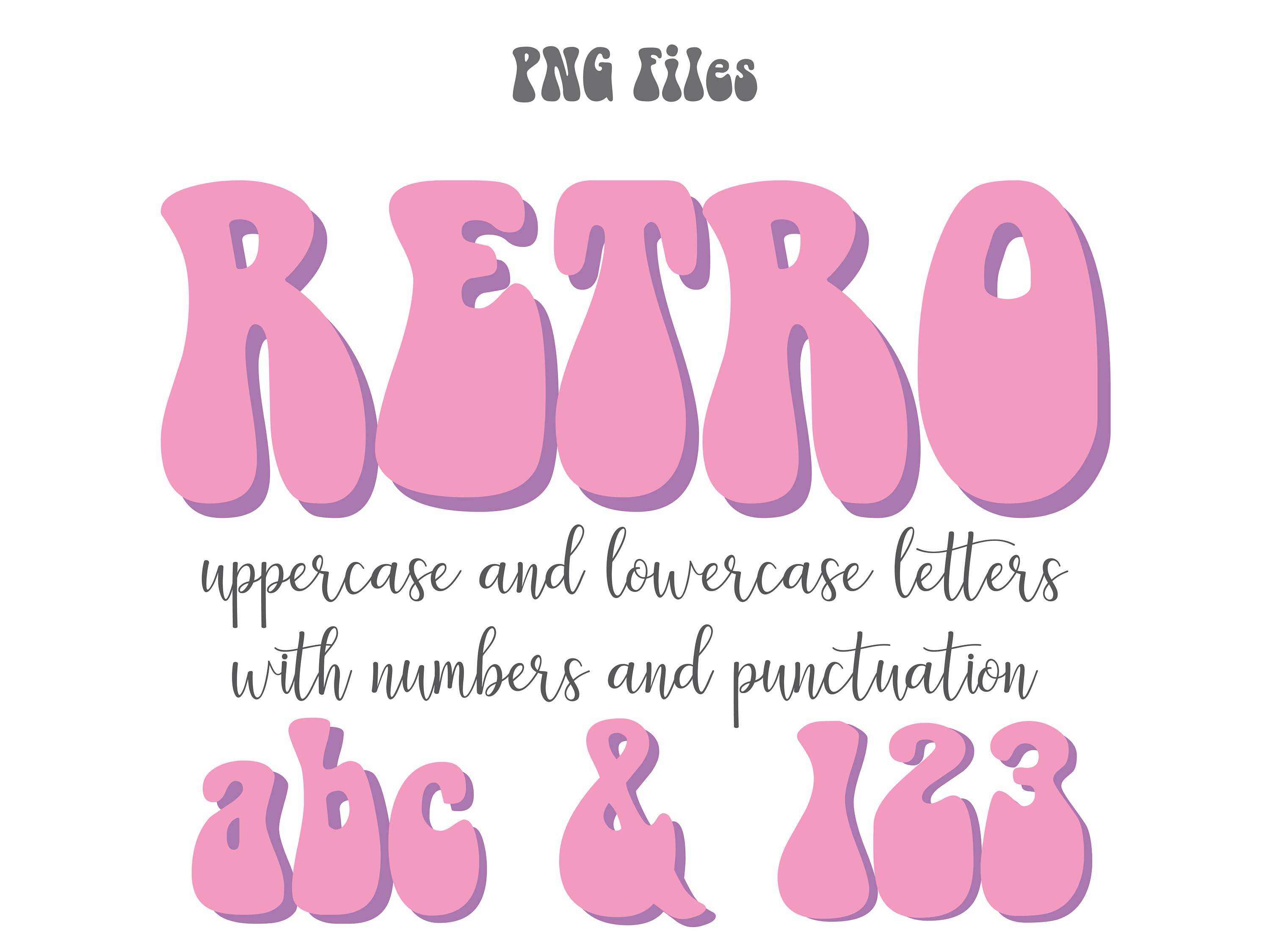 Retro Pink Writing Retro Lettering, Pink and Purple Retro Alphabet Letters, Girly Retro ...