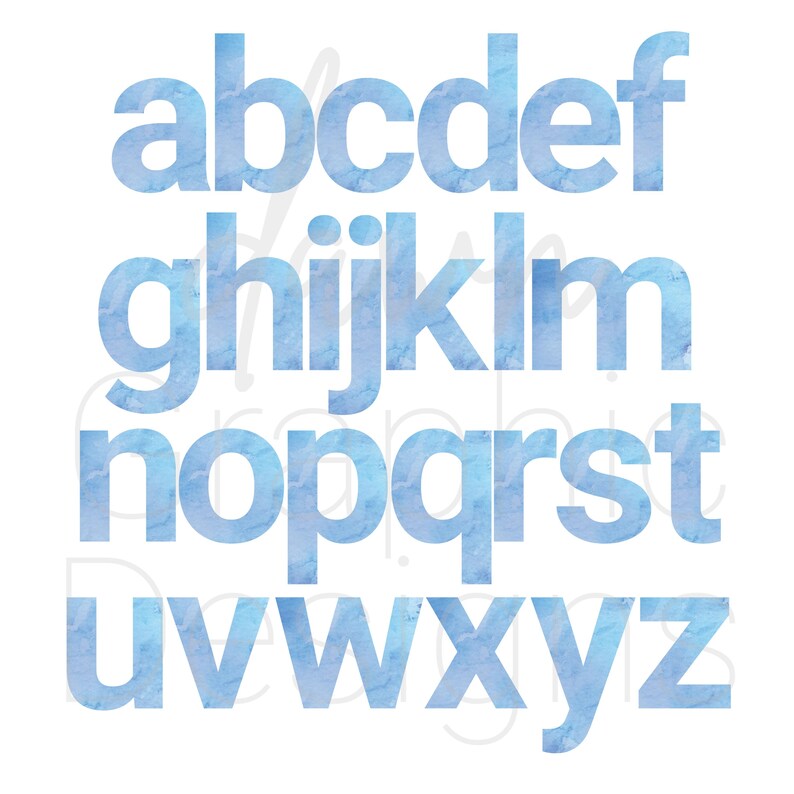 Blue Word Lettering Per Letter Blue Watercolor Lettering and Numbers, Baby Boy Lettering, PNG Files ...