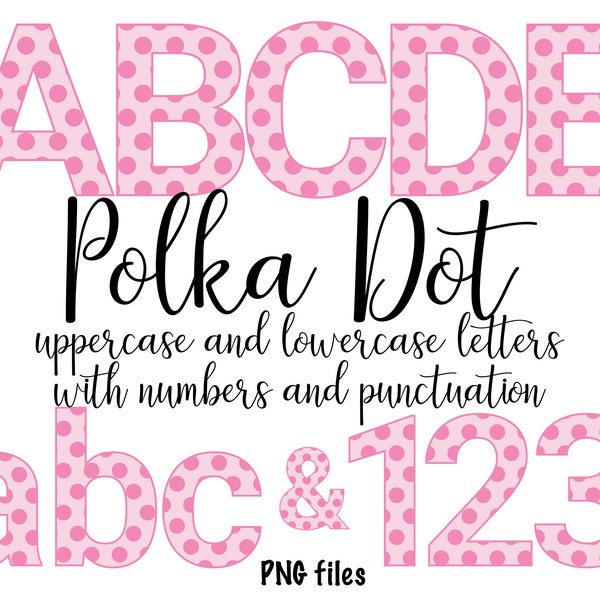 Pink Polka Dot Alphabet Letters, Pink Polka Dot Sublimation Lettering, Polka Dot Alphas, Polka Dots, Pink Designs, Girly Letters, Baby Girl