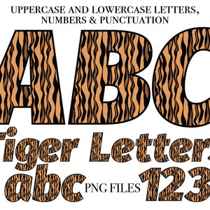 Tiger Print Lettering, Animal Print Alphabet Letters, PNG Letters, Transparent Background Letters, Sublimation Letters, Animal Print Alpha