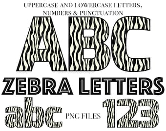 Zebra Print Lettering, Animal Print Alphabet Letters, PNG Letters, Animal Print Sublimation Letters, Animal Print Alphas, Zebra Alpha Set