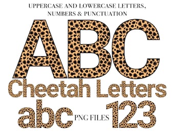 Cheetah Print Lettering, Animal Print Alphabet Letters, PNG Letters, Cheetah Letters for Sublimation, Cheetah Alphas, Cheetah Clip Art