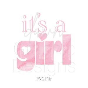 C'est une fille PNG, sexe révélateur, aquarelle rose c'est une fille PNG, faire-part de bébé, bienvenue petite fille, faire-part de retour à la maison petite fille