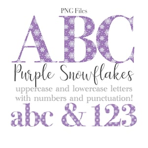 Winter Letters PNG, Snowflake Letters, Purple Snowflake Holiday Lettering, Snowflake Monogram Sublimation, Stationery, Snowflake Numbers