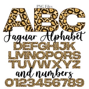 Letras PNG de Jaguar, Letras del Alfabeto con Estampado Animal, Letras PNG, Letras de Safari para Sublimación, Alfabeto con Estampado de Jaguar, Imágenes Prediseñadas de Jaguar