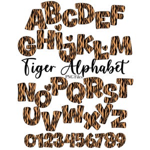 Tiger Print Lettering, Animal Print Alphabet Letters, PNG Letters, Tiger Letters Sublimation, Tiger Alphas, Tiger Clip Art, Hearts Letters