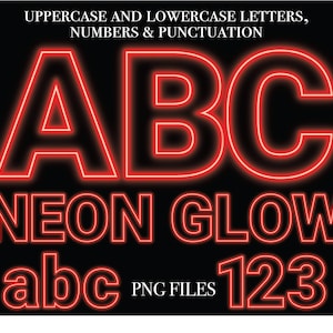 Lettere con luci al neon rosse, lettere dell'alfabeto con luci rosse luminose, lettere PNG, lettere con sfondo trasparente, alfabeti luminosi rossi al neon