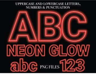 Red Neon Lights Lettering, Red Glowing Lights Alphabet Letters, PNG Letters, Transparent Background Letters, Neon Red Glowing Alphas
