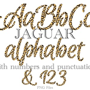 Jaguar Print Letters, Wild Animal Print Alphabet Lettering, PNG Letters, Jaguar Letters for Sublimation, Jaguar T-shirt Design, Script Alpha