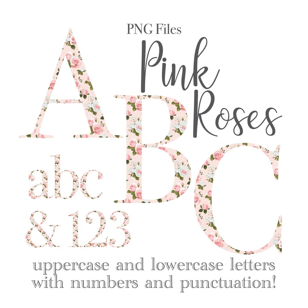 Floral Letters PNG, Roses Lettering, Floral Alphabet Letters and ...