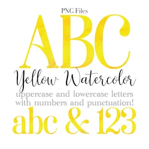 Gelbe Aquarell Buchstaben PNG, helle Buchstaben, Aquarell Kunst, Aquarell Sublimation, Briefpapier, Tischnummern, Monogramme, gelbe Alphas