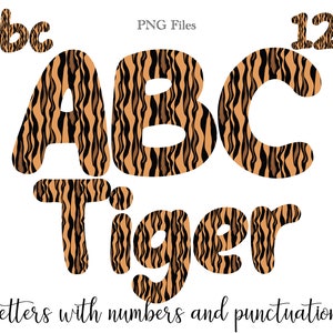 Tiger Print Lettering, Animal Print Alphabet Letters, PNG Letters, Transparent Background Letters, Sublimation Letters, Animal Print Alpha
