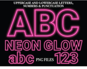 Pink Neon Lights Lettering, Pink Glowing Lights Alphabet Letters, PNG Letters, Transparent Background Letters, Neon Pink Glowing Alphas
