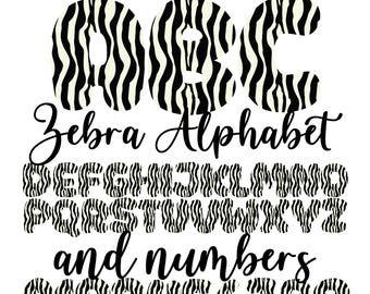 Zebra Print Lettering, Animal Print Alphabet Letters, PNG Letters, Zebra Letters Sublimation, Zebra Alphas, Safari Theme Classroom