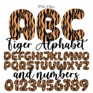 Tiger Print Lettering, Animal Print Alphabet Letters, PNG Letters, Tiger Letters Sublimation, Tiger Alphas, Wild One, Safari Letters