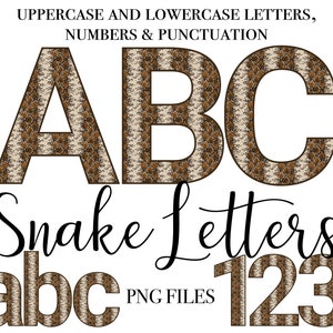 Letras com impressão de cobra, letras do alfabeto com impressão de répteis, letras PNG, letras de sublimação, alfas de cobra, clipart de cobra, sublimação de camiseta