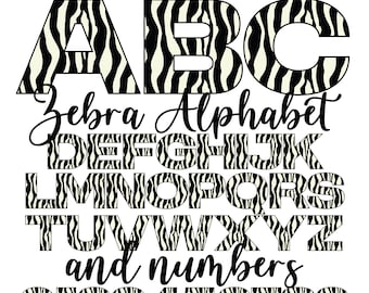 Zebra Letters PNG, Animal Print Alphabet Letters, PNG Letters, Safari Letters for Sublimation, Zebra Print Alphabet, Zebra Clip Art