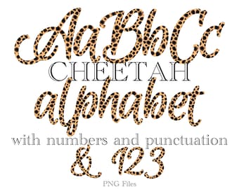 Cheetah Print Letters, Animal Print Alphabet Lettering, PNG Letters, Cheetah Letters for Sublimation, Cheetah T-shirt Design, Cheetah Script