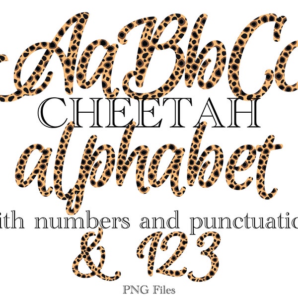 Cheetah Print Letters, Animal Print Alphabet Lettering, PNG Letters, Cheetah Letters for Sublimation, Cheetah T-shirt Design, Cheetah Script