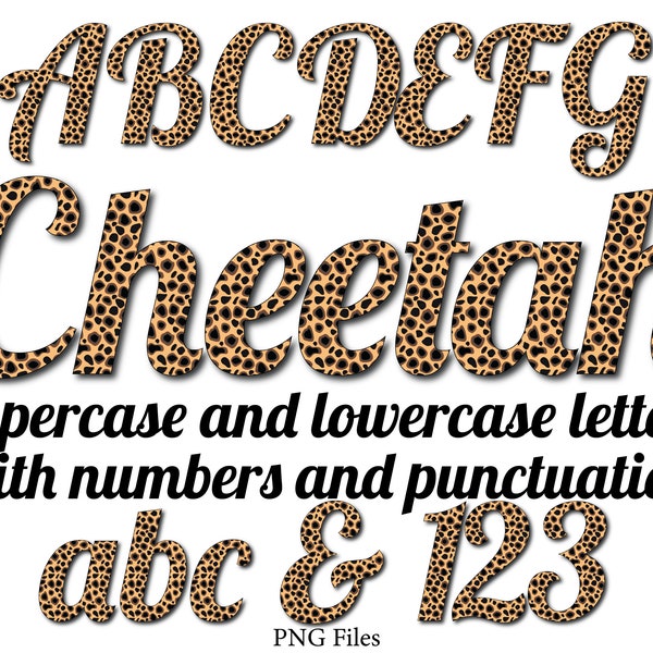 Cheetah Print Letters, Animal Print Alphabet Lettering, PNG Letters, Cheetah Letters for Sublimation, Cheetah T-shirt Design, Cheetah Art