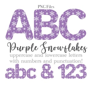 Winter Letters PNG, Snowflake Letters, Purple Snowflake Holiday Lettering, Snowflake Monogram Sublimation, Stationery, Snowflake Numbers