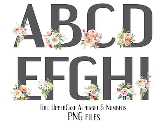 Floral Alphabet Letters and Numbers, PNG Letters, Flower Transparent ...