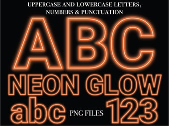 Orange Neon Lights Lettering, Orange Glowing Lights Alphabet Letters, PNG Letters, Transparent Background Letters, Neon Orange Glowing Alpha