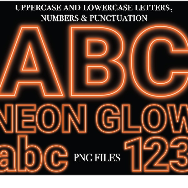 Orange Neon Lights Lettering, Orange Glowing Lights Alphabet Letters, PNG Letters, Transparent Background Letters, Neon Orange Glowing Alpha
