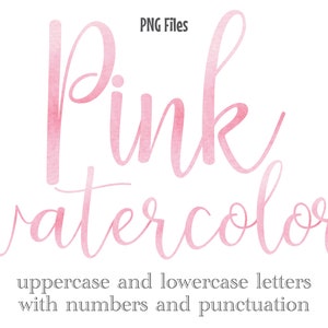 Rosa Aquarell Buchstaben und Zahlen, Hochzeitsschriftzug, Skript Aquarell Schriftzüge, Sublimationsdateien, Rosa Aquarell Monogramm, Briefpapier