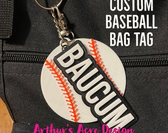 BASEBALL BAG TAG Custom name and colors, Sports mom, softball, personalized, player, coach, team gift