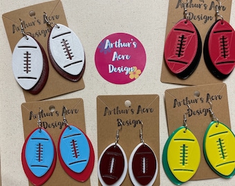 Football Team Spirit Game Day Earrings - Custom team colors, Football Mom gift, Teacher gift