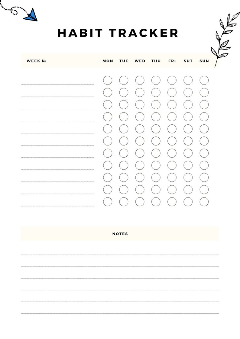 Monthly Habit Tracker Printable Habit Tracker Template Etsy