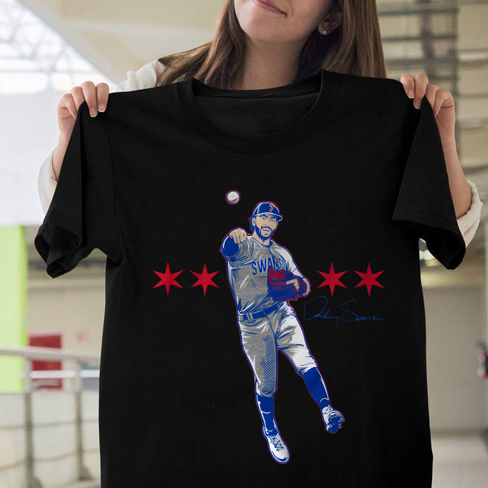 Dansby Swanson baseball player superstar pose signature shirt