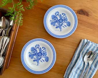 Charming Pair of Blue & White Primula Plates