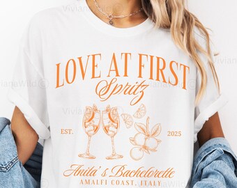 Custom Aperol Spritz Bachelorette Shirt Love At First Spritz Aperol Spritz Shirt Let’s Get Spritzy Bachelorette Cocktail Shirt Italian Bach