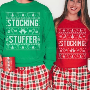 Couples Ugly Christmas Sweater, I&#39;m Her Stocking Stuffer, Funny Couple Matching Christmas Sweatshirt, Ugly Sweater Holiday Party Outfit Xmas
