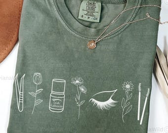 Lash Artist Shirt, Lash Tech Floral Shirt, Minimalist Wildflower Lash Boss Shirt, Local Lash Plug, Esthetician t shirt, Lash Tech Tee