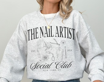 Custom Nail Tech Sweatshirt, Wildflower Nail Artist Social Club Sweatshirt, Manicurist Sweatshirt, Nail Tech Gift, Nail Plug Manicurist Gift