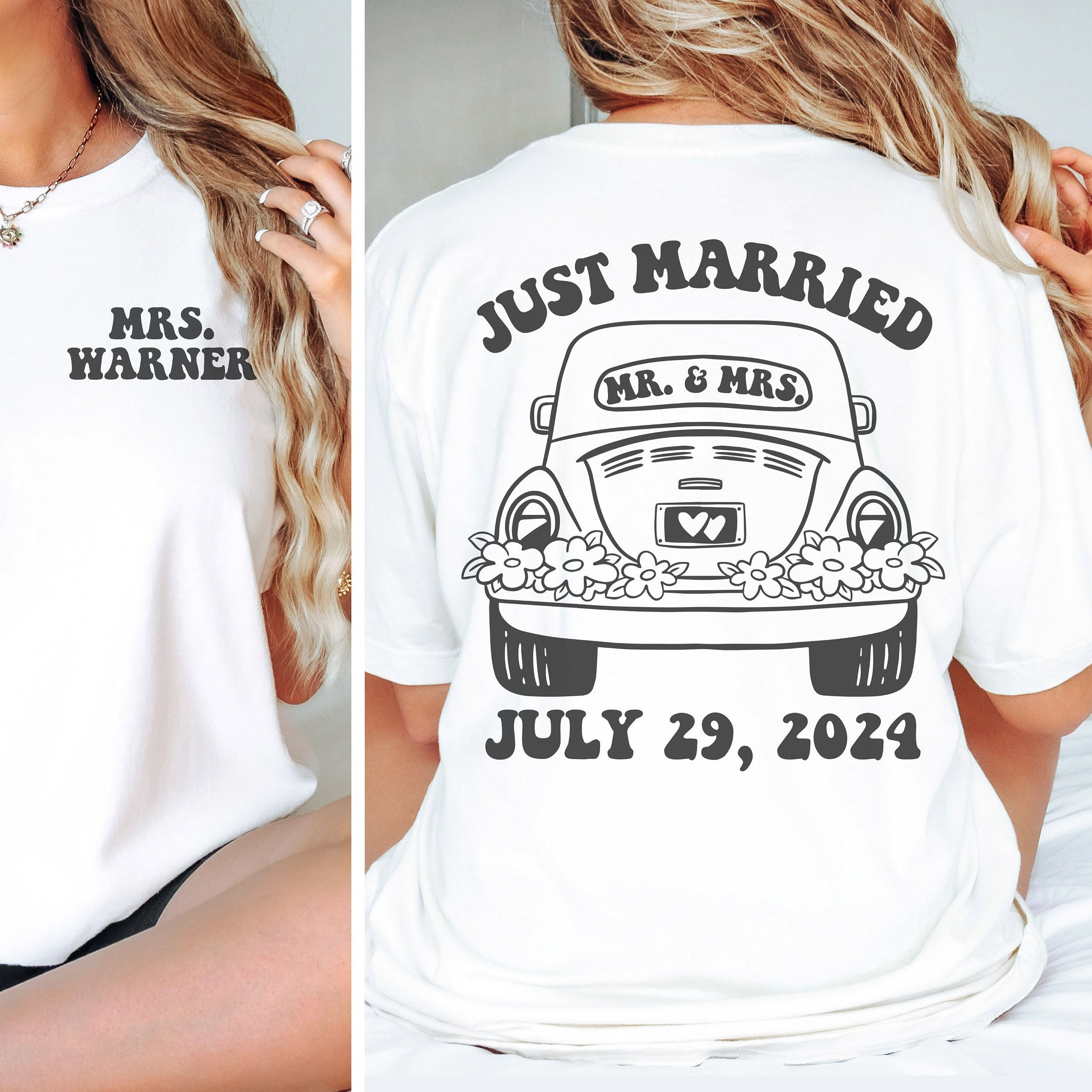Custom Mrs Retro Comfort Colors Tshirt, Just Married Shirt, Custom Mr and Mrs Shirt, Honeymoon shirt, New Mrs Shirt, Wedding Date Shirt