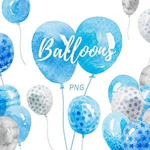 Blauw en grijs Aquarel ballonnen clipart Baby jongen ballonnen clipart Geweldig voor Baby douche uitnodigingen Verjaardagsfeest ballon clipart Png