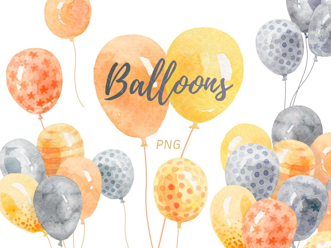 Watercolor Balloon Clipart Birthday Clipart. Cute Clipart for Baby ...