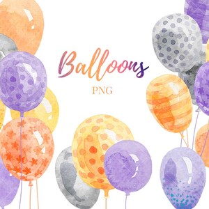 Watercolor Balloons Clipart PNG Great for Birthday Party Invitations ...